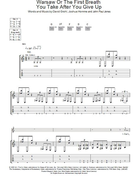 Warsaw Or The First Breath You Take After You Give Up - Guitar TAB, New, Main