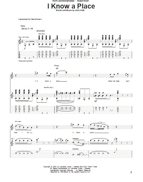 I Know A Place - Guitar TAB, New, Main