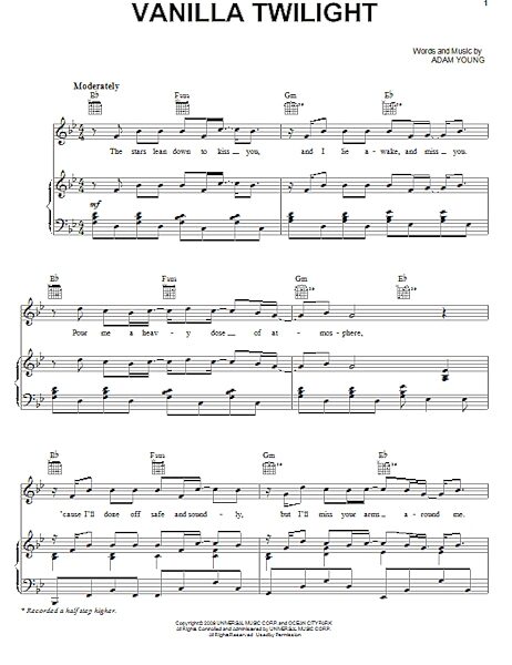 Vanilla Twilight - Piano/Vocal/Guitar, New, Main