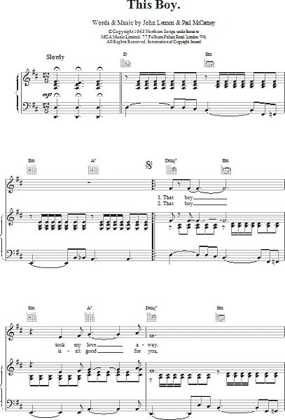 This Boy (Ringo's Theme) - Piano/Vocal/Guitar, New, Main