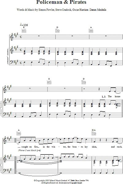 Policemen & Pirates - Piano/Vocal/Guitar, New, Main