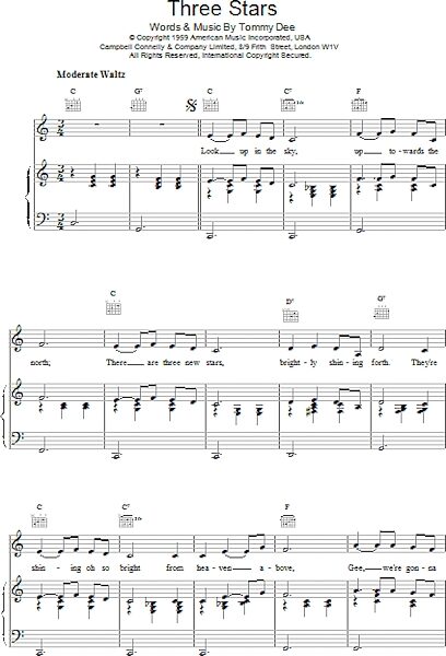 Three Stars - Piano/Vocal/Guitar, New, Main