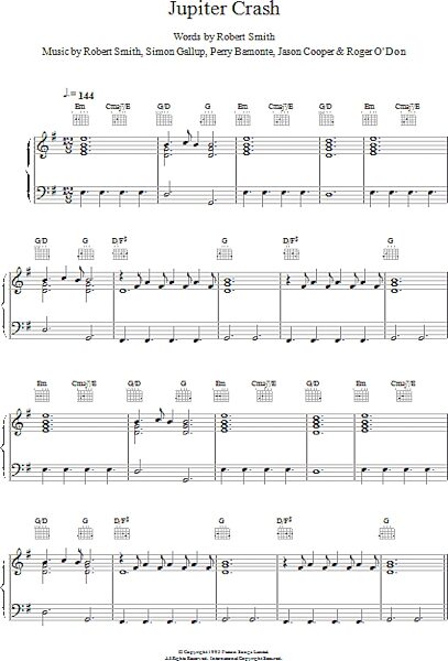 Jupiter Crash - Piano/Vocal/Guitar, New, Main