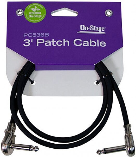 On-Stage Pancake Guitar Patch Cable, 3 foot, Boxshot Front