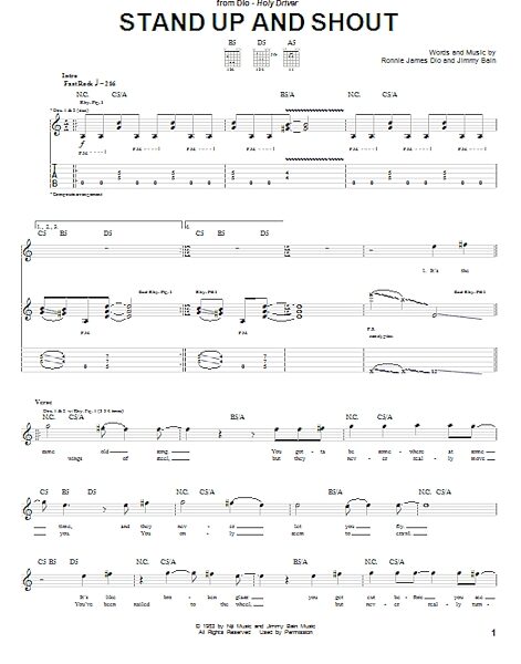 Stand Up And Shout - Guitar TAB, New, Main