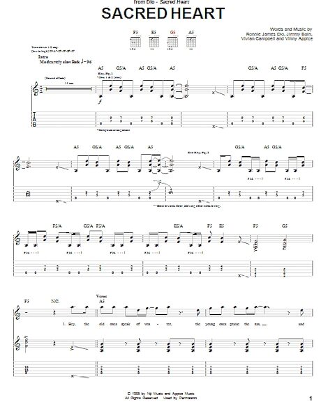 Sacred Heart - Guitar TAB, Main