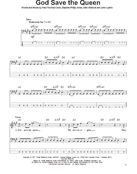 God Save The Queen - Bass Tab, New, Main