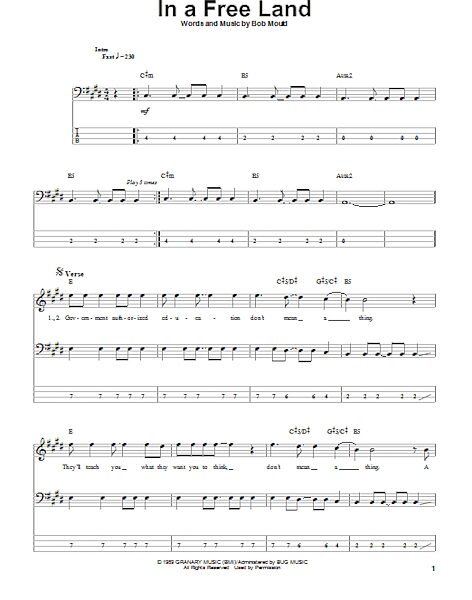 In A Free Land - Bass Tab, New, Main