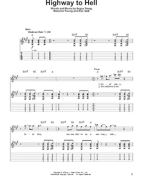 Highway To Hell - Guitar Tab Play-Along, New, Main