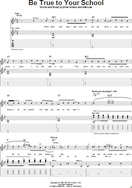 Be True To Your School - Guitar TAB, New, Main