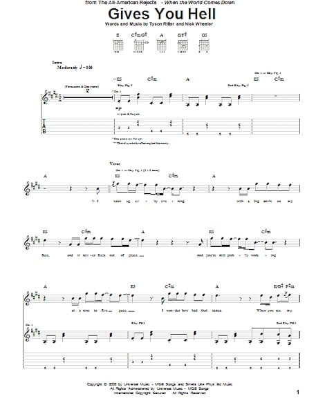 Gives You Hell - Guitar TAB, New, Main