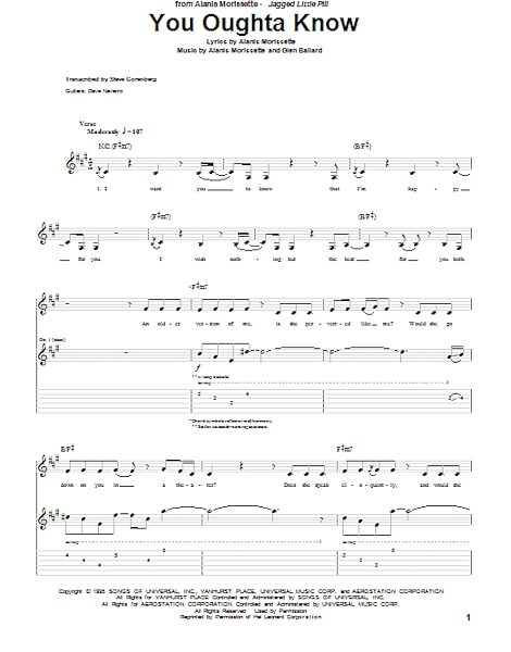 You Oughta Know - Guitar TAB, New, Main