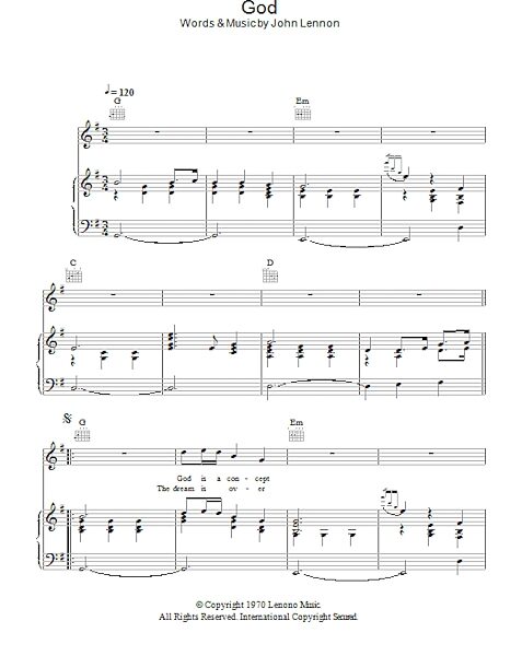 God - Piano/Vocal/Guitar, New, Main