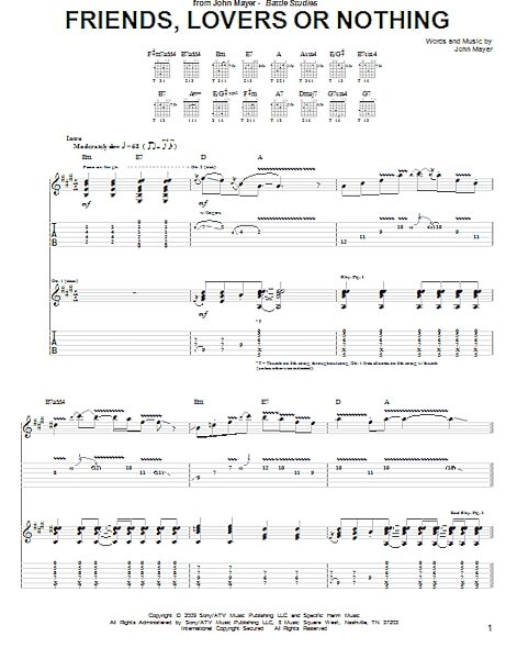 Friends, Lovers Or Nothing - Guitar TAB, New, Main