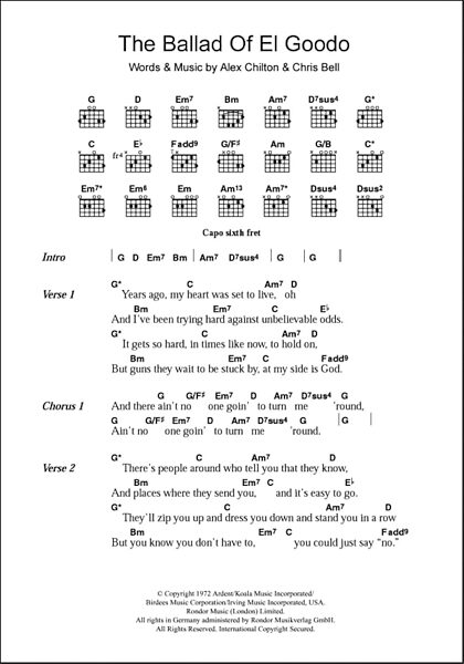 The Ballad Of El Goodo - Guitar Chords/Lyrics, New, Main