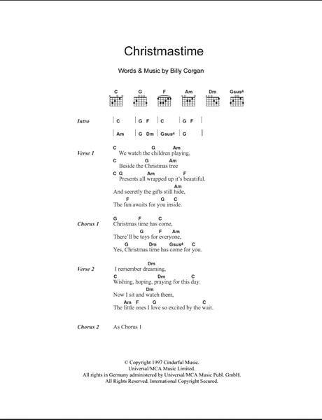 Christmastime - Guitar Chords/Lyrics, New, Main