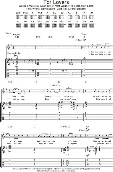 For Lovers - Guitar TAB, New, Main