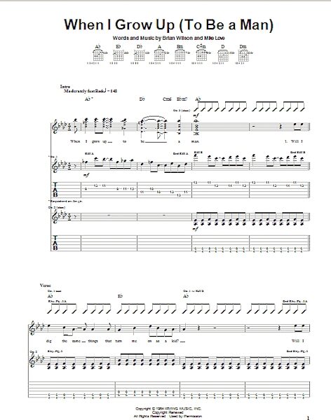 When I Grow Up (To Be A Man) - Guitar TAB, New, Main