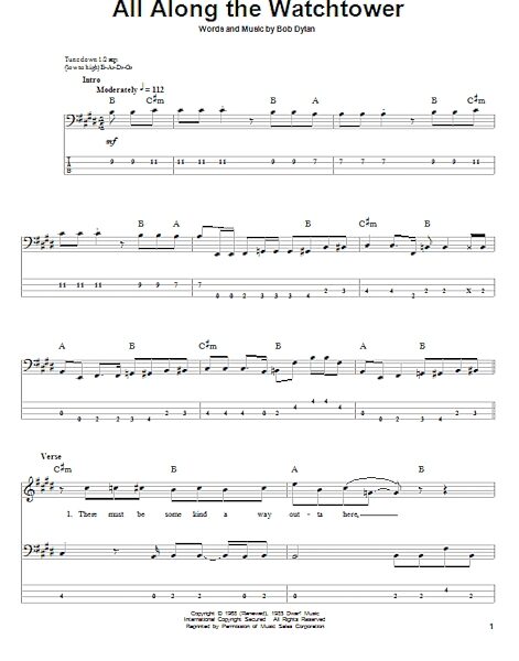 All Along The Watchtower - Bass Tab, New, Main