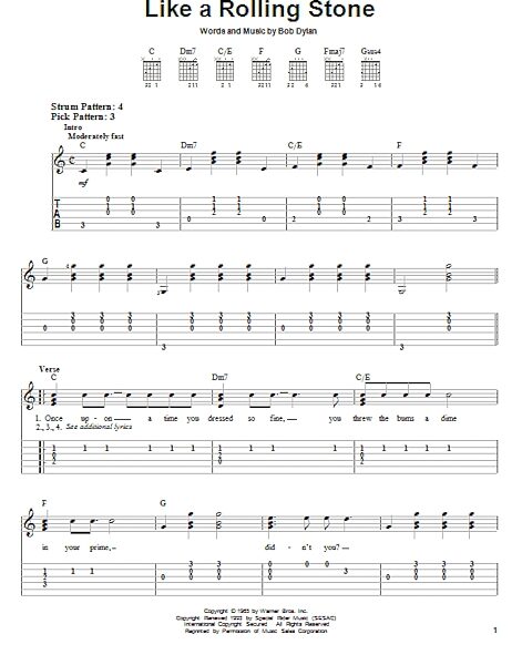 Like A Rolling Stone - Easy Guitar with TAB, New, Main
