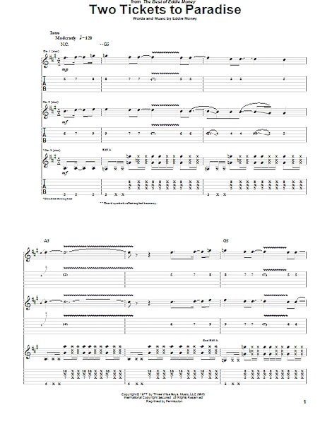 Two Tickets To Paradise - Guitar TAB, New, Main