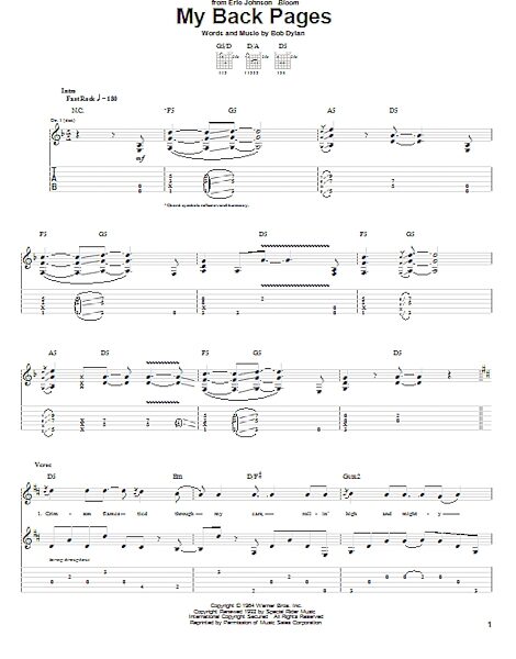 My Back Pages - Guitar TAB, New, Main