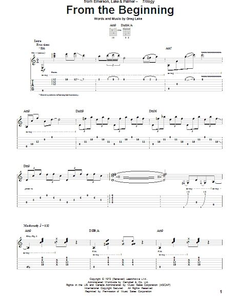From The Beginning - Guitar TAB, New, Main