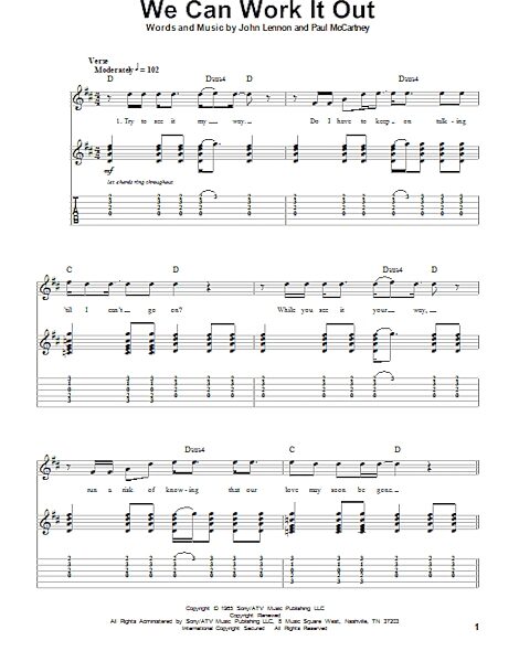 We Can Work It Out - Guitar Tab Play-Along, New, Main