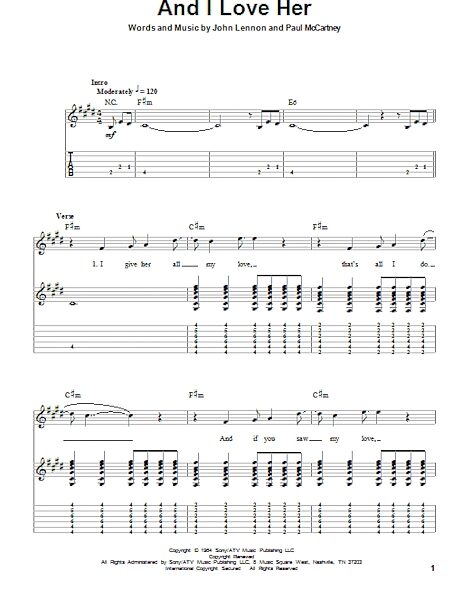 And I Love Her - Guitar Tab Play-Along, New, Main
