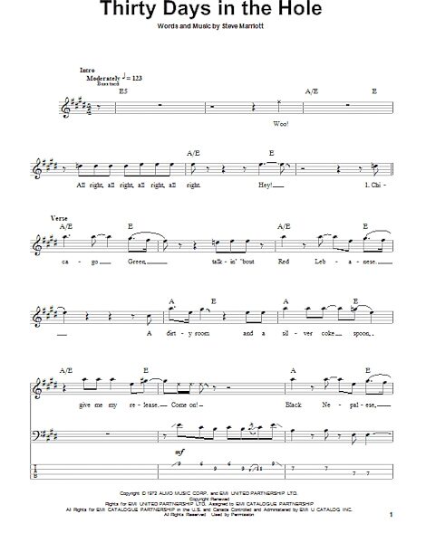 Thirty Days In The Hole - Bass Tab, New, Main