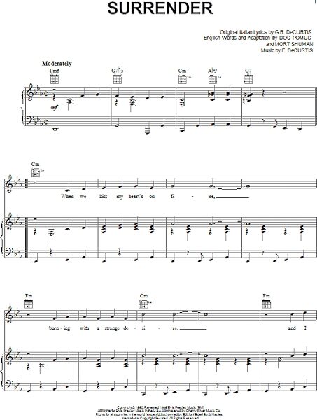 Surrender - Piano/Vocal/Guitar, New, Main