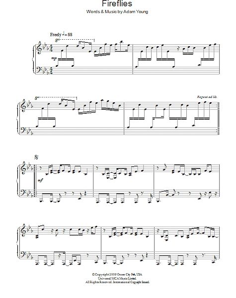Fireflies - Piano Solo, New, Main