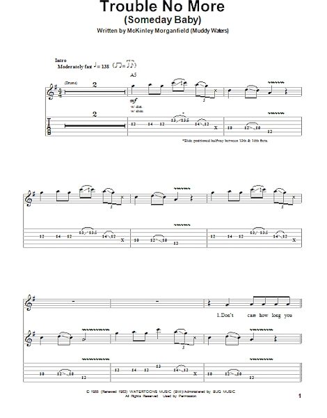 Trouble No More (Someday Baby) - Guitar Tab Play-Along, New, Main