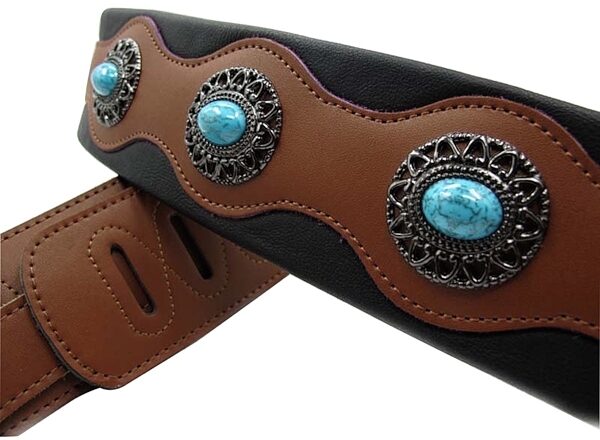 Vorson Rodeo Western Leather Guitar Strap, Brown Closeup