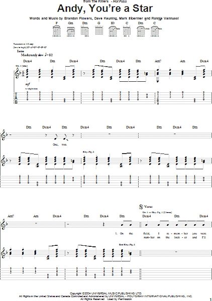 Andy, You're A Star - Guitar TAB, New, Main