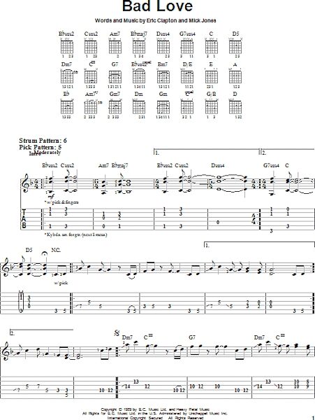 Bad Love - Easy Guitar with TAB, New, Main