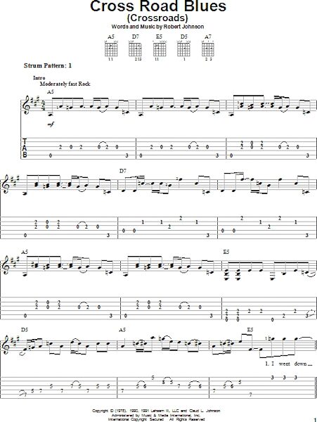 Cross Road Blues (Crossroads) - Easy Guitar with TAB, New, Main