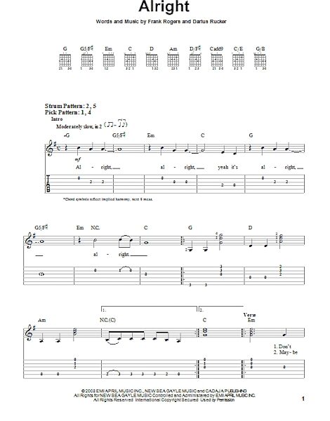 Alright - Easy Guitar with TAB, New, Main