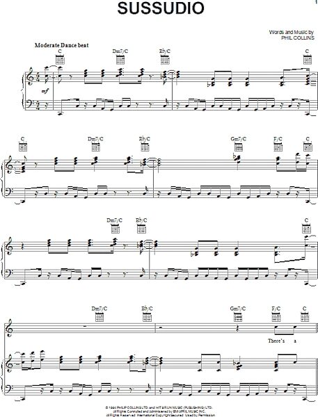 Sussudio - Piano/Vocal/Guitar, New, Main