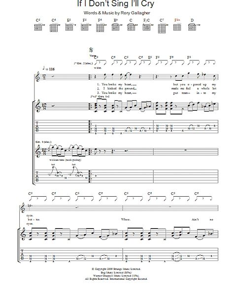 If I Don't Sing I'll Cry - Guitar TAB, New, Main