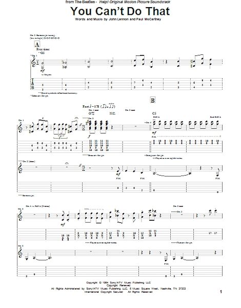 You Can't Do That - Guitar TAB, New, Main