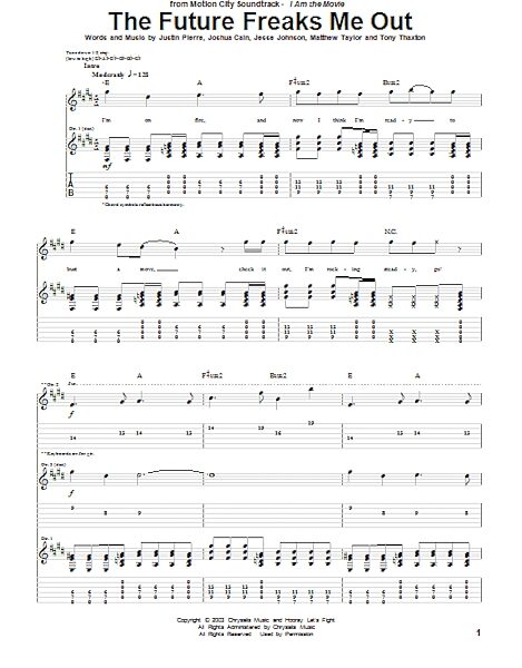 The Future Freaks Me Out - Guitar TAB, New, Main