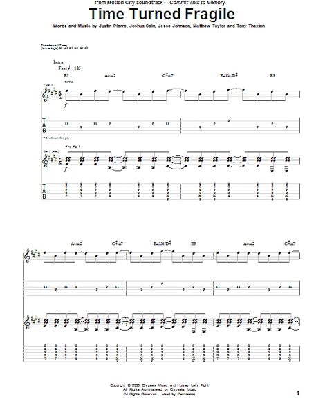 Time Turned Fragile - Guitar TAB, New, Main