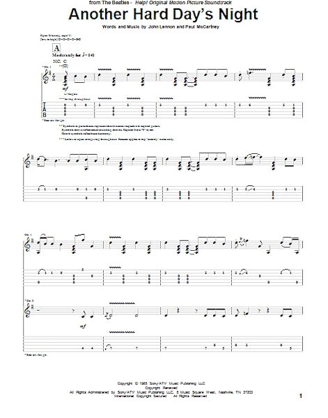 Another Hard Day's Night - Guitar TAB, New, Main