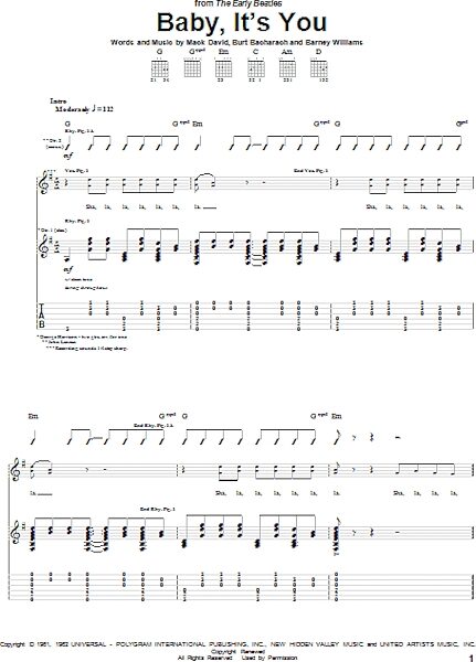 Baby, It's You - Guitar TAB, New, Main