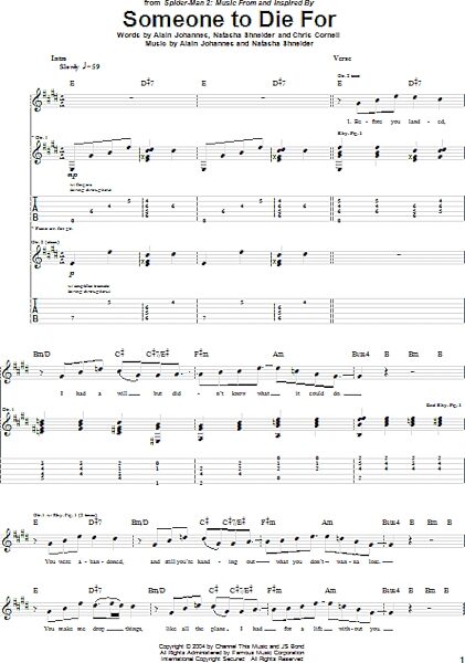 Someone To Die For - Guitar TAB, New, Main