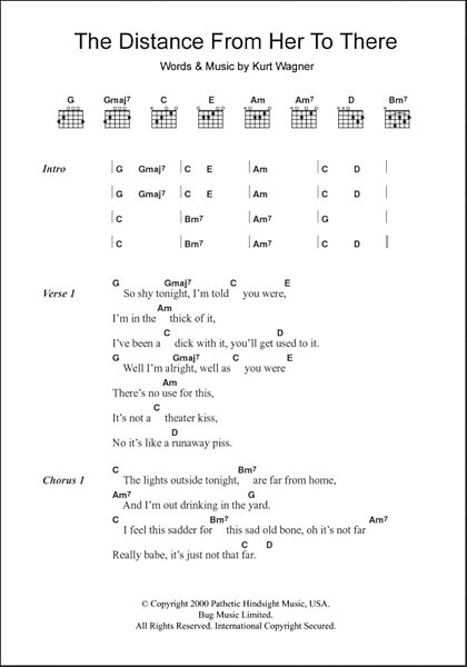 The Distance From Her To There - Guitar Chords/Lyrics, New, Main