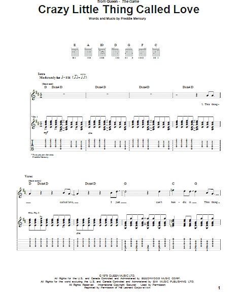 Crazy Little Thing Called Love - Guitar TAB, New, Main