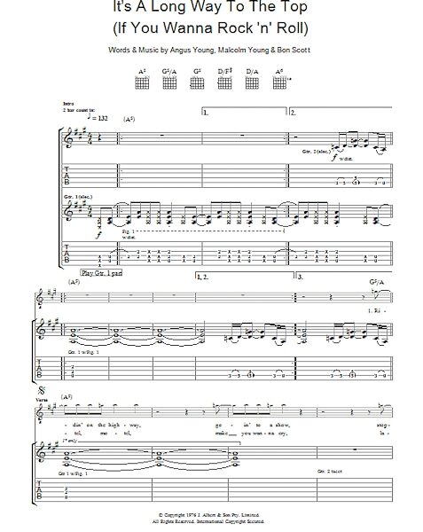 It's A Long Way To The Top (If You Wanna Rock 'N' Roll) - Guitar TAB, New, Main