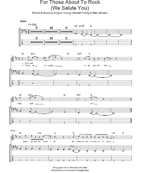 For Those About To Rock (We Salute You) - Bass Tab, New, Main